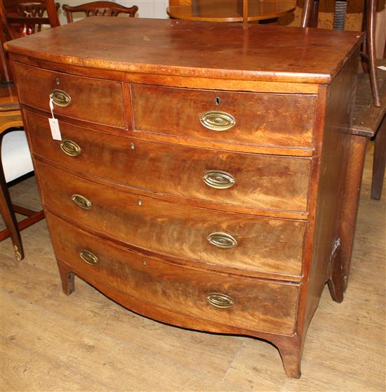 A Regency mahogany bow front chest W.102cm